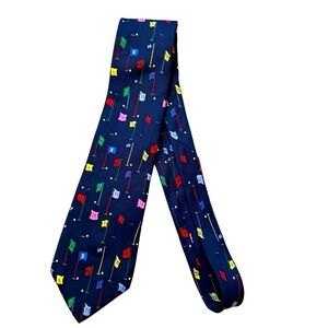 Alynn Neckwear Golf Tie “18 Hole Course” Navy Novelty Silk